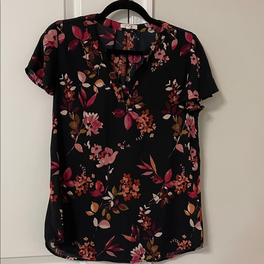 Floral Black and Pink Women's Top